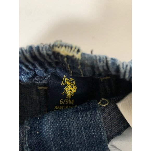 US Polo Assn Infant Baby Size 6 9 Months Pull On Jeans Denim Blue - Picture 2 of 3